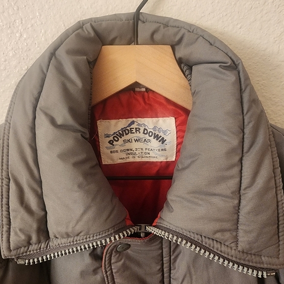Powder Down Ski Wear Down Feathers Striped Puffer Jacket Mens sz Small - Picture 3 of 7